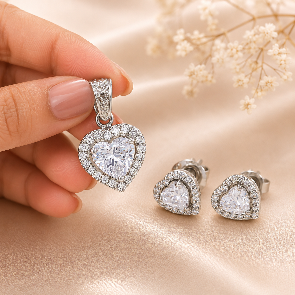 Pari Classy Heart Design Pendant Set