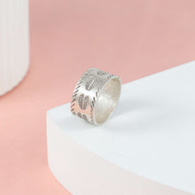 Gauri Leaf Texture Silver Ring