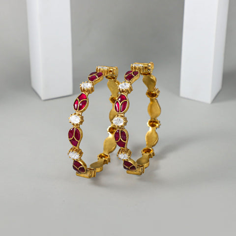 Tanisha Ruby Gleam Silver Bangles
