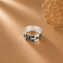 Unique Patterned Finish Silver Ring For Him