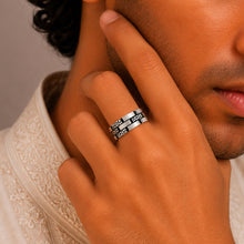 Unique Patterned Finish Silver Ring For Him