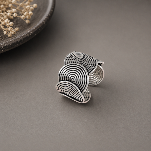 Kavya Spiral Wave Silver Ring