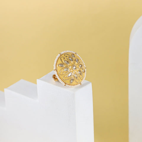 Noor Pearl And Ethnic Silver Ring