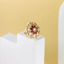 Meera Floral Pearl Silver Ring