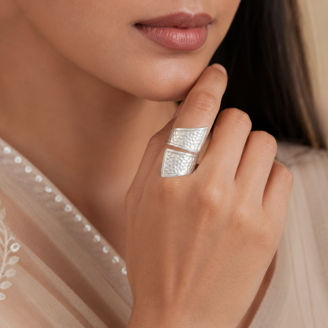 Nidhi Dual Curve Silver Ring