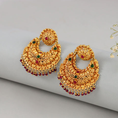 Uma Rajwadi Red Pearl Silver Earrings