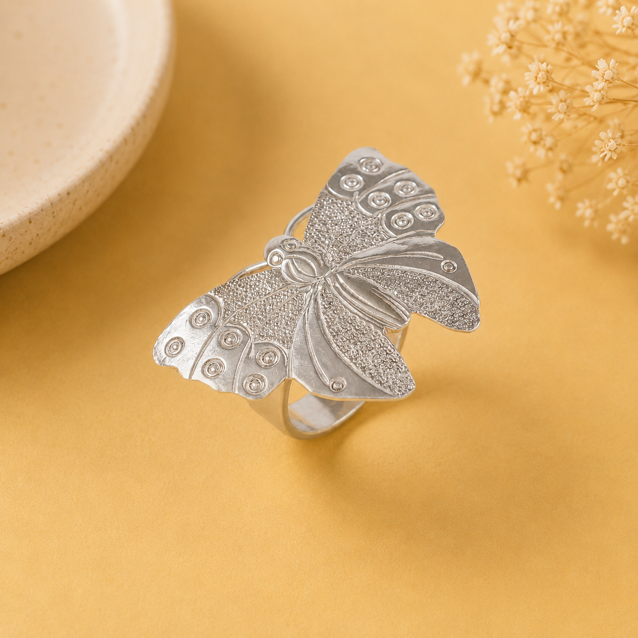 Ojasvi Elegant Butterfly Design Silver Ring
