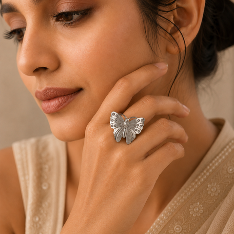 Ojasvi Elegant Butterfly Design Silver Ring