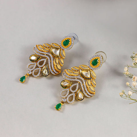 Roshni Gold Plated Design Silver Earrings