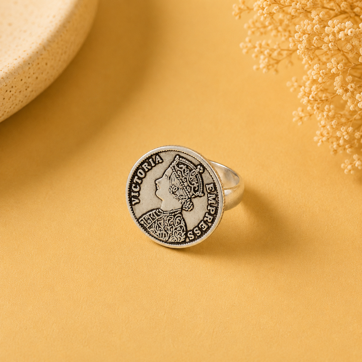 Siya Royal Vintage Coin Design Silver Ring