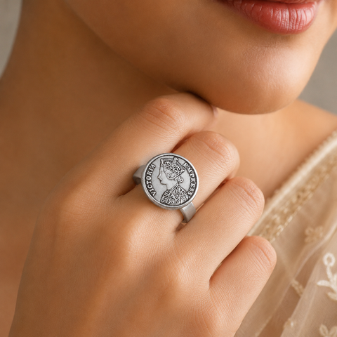 Siya Royal Vintage Coin Design Silver Ring