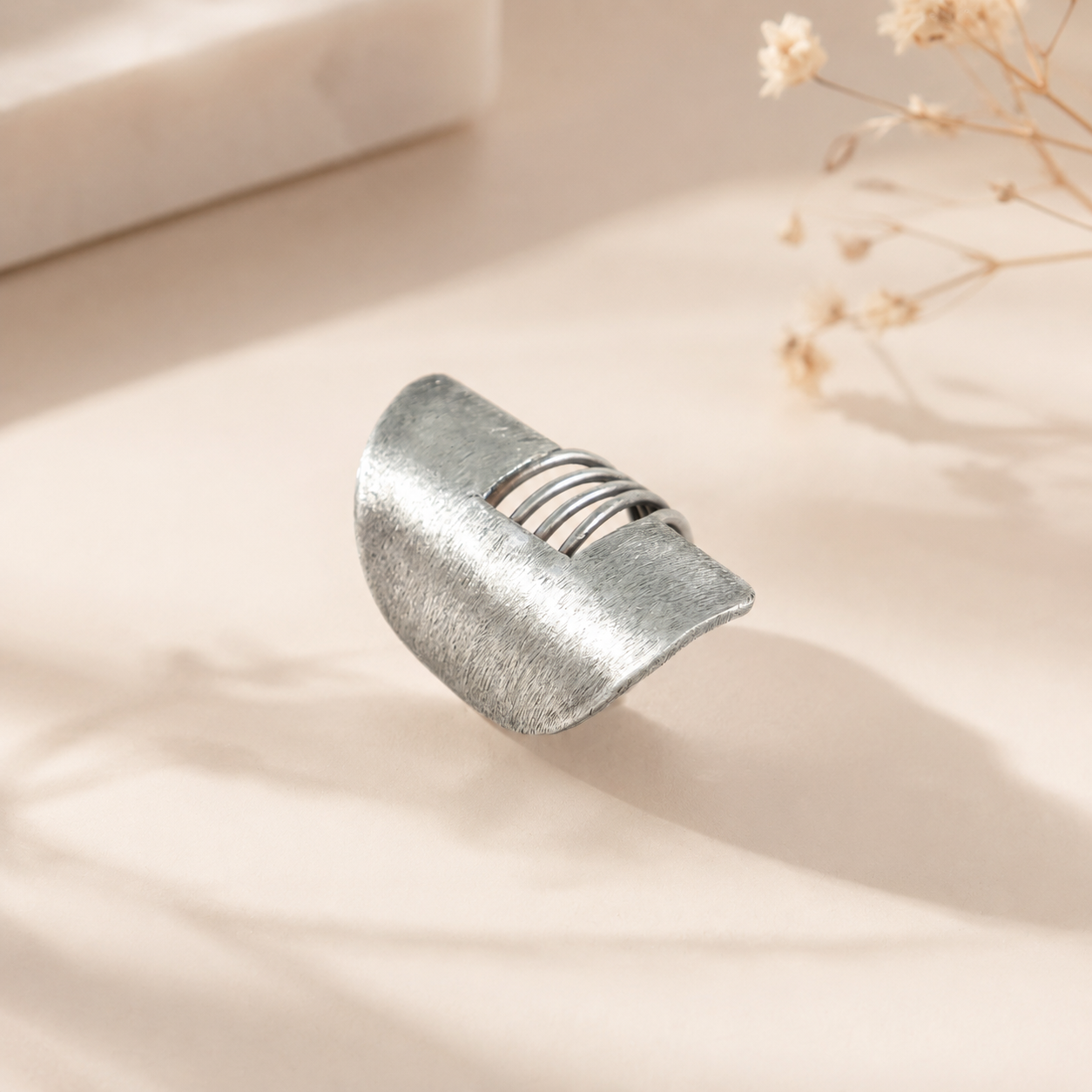 Unnati Minimal Curve Silver Ring