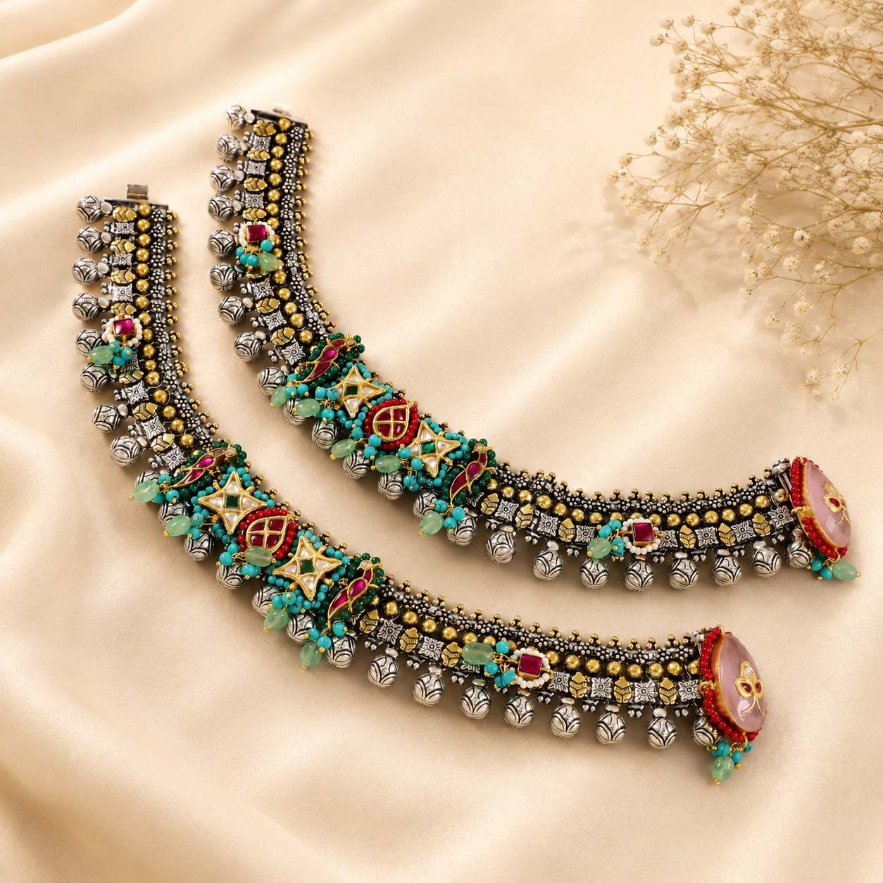 Kavya Navrang Silver Anklets