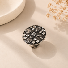 Deeksha Ethnic Border Design Silver Ring