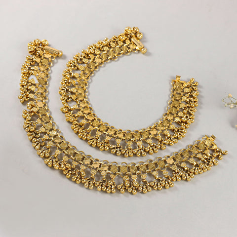 Pavitra Golden Ghunghroo Silver Anklets