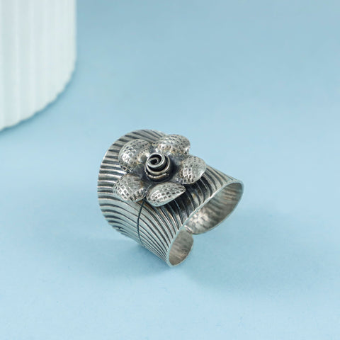 Geetika Handcrafted Floral Silver Ring