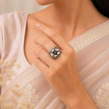 Geetika Handcrafted Floral Silver Ring