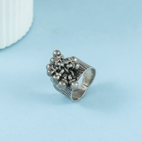 Inaaya Ethnic Jingle Bead Silver Ring