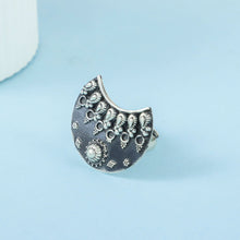 Jivika Tribal Moon Disk Silver Ring