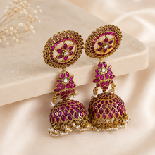 Ziya Pink Aurora Glow Silver Jhumki