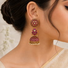 Ziya Pink Aurora Glow Silver Jhumki