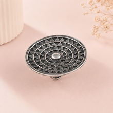 Meher Intricate Ethnic Circular Silver Ring