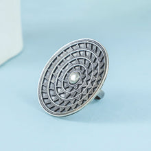 Meher Intricate Ethnic Circular Silver Ring