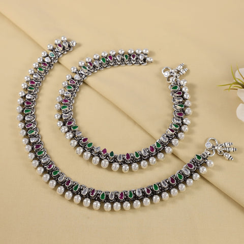 Deeksha Fancy Silver Anklets