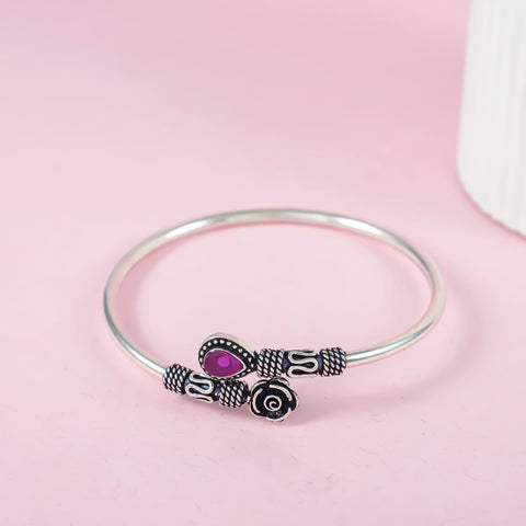 Nikita Ethnic Pink Stone Silver Bracelet