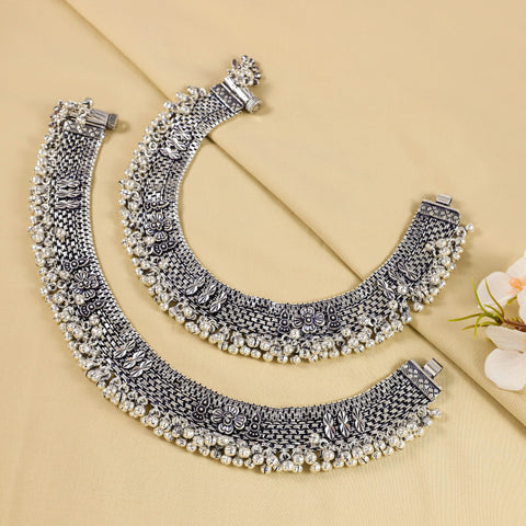 Hamsini Heavy Silver Anklets
