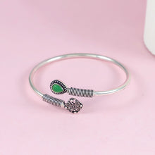 Susmita Ethnic Green Bloom Silver Bracelet