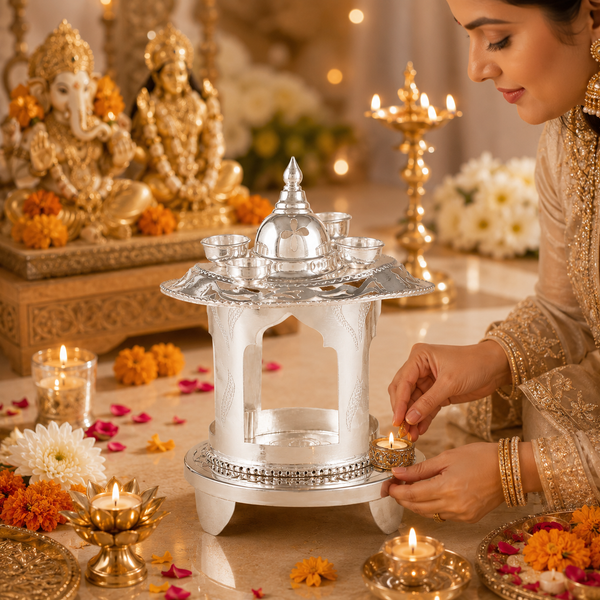 Pavitra Double Layer Silver Hatri