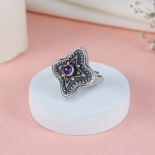 Esha Purple Aura Statement Silver Ring