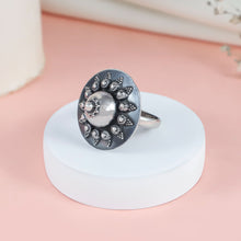 Jiya Rustic Dome Statement Silver Ring