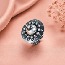 Jiya Rustic Dome Statement Silver Ring