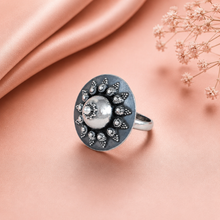 Jiya Rustic Dome Statement Silver Ring