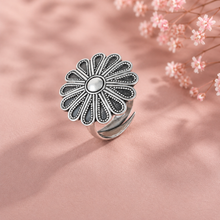 Varnika Floral Halo Silver Ring