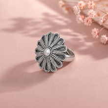 Varnika Floral Halo Silver Ring