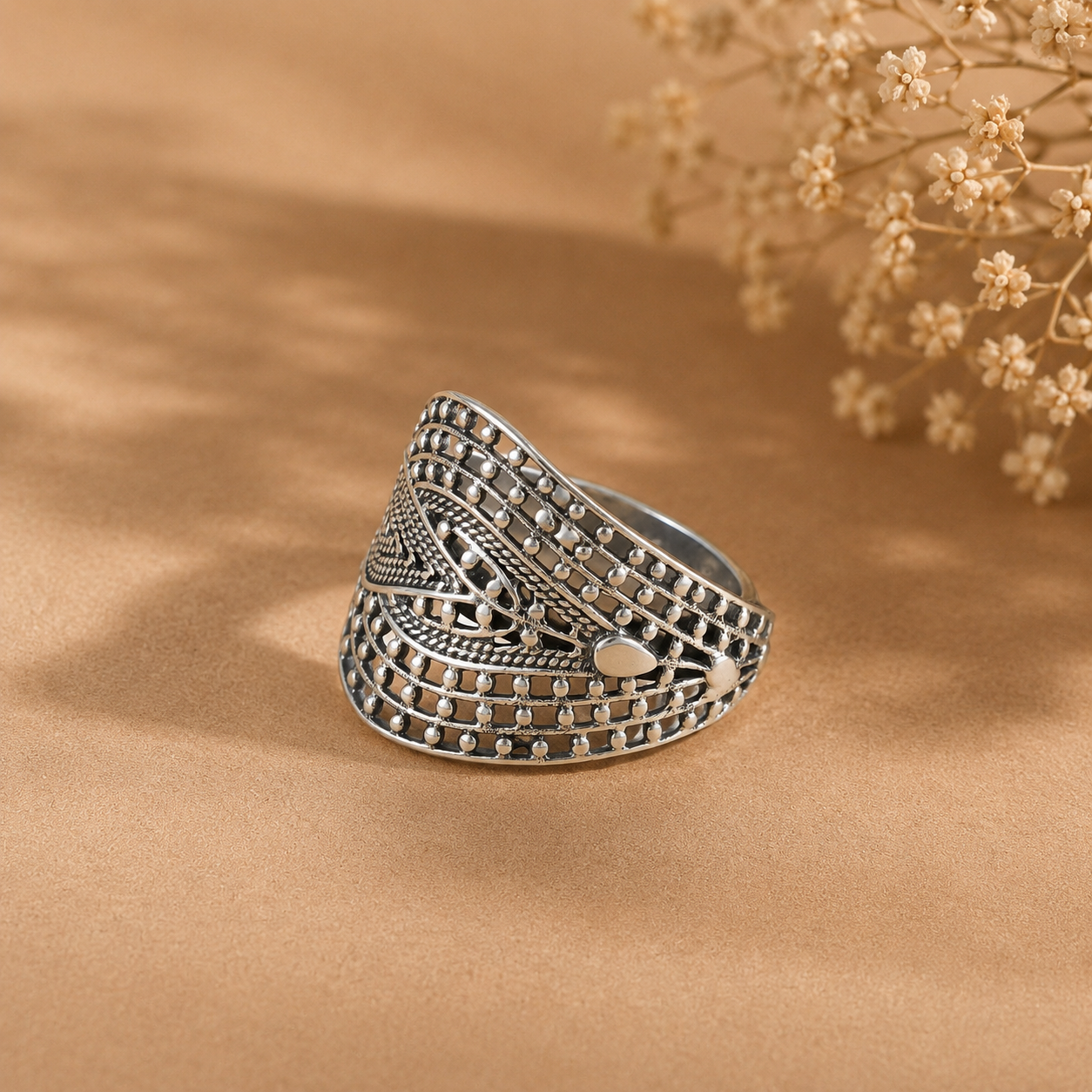 Vanya Elegant Wide Silver Ring