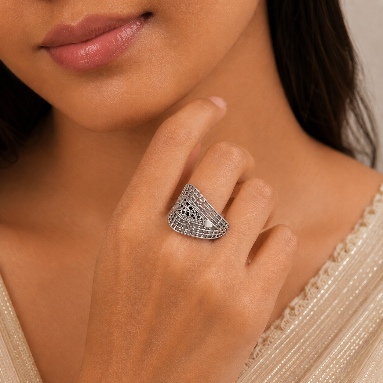 Vanya Elegant Wide Silver Ring