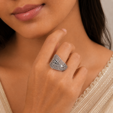 Vanya Elegant Wide Silver Ring