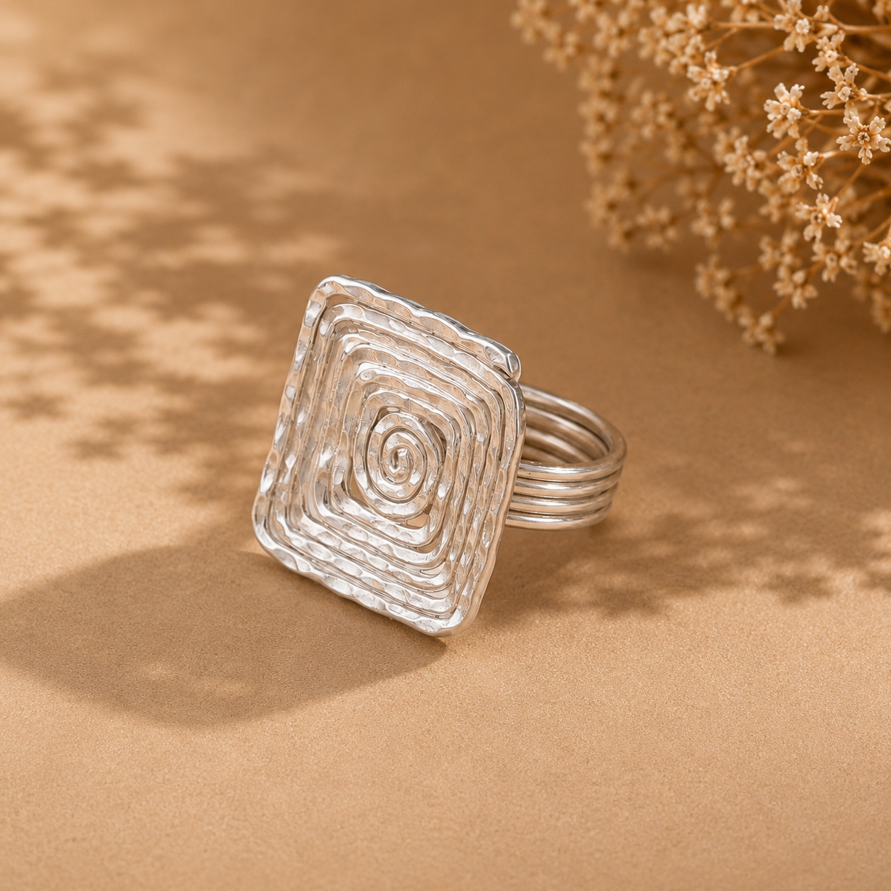 Anaya Elegant Spiral Pattern Silver Ring