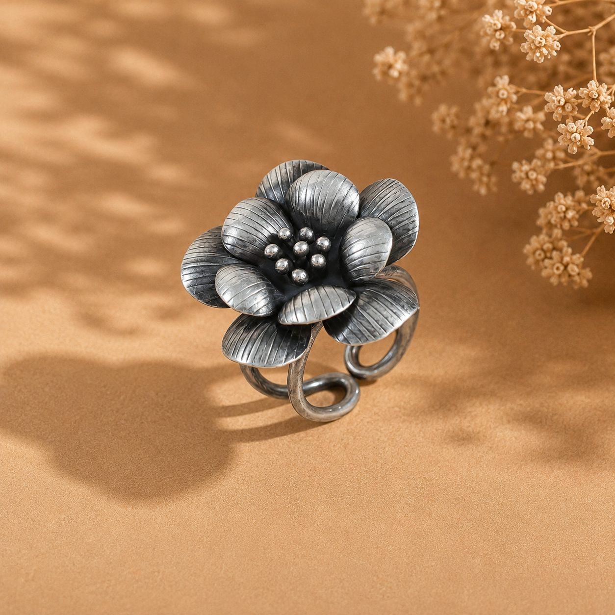 Shreya Beautiful Flower Design Silver Ring