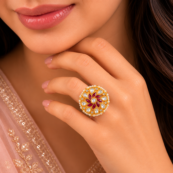 Aarohi Kundan Bloom Ring