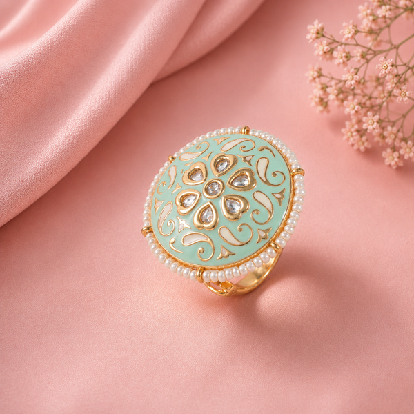 Akruti Pearl Crown Bloom Silver Ring