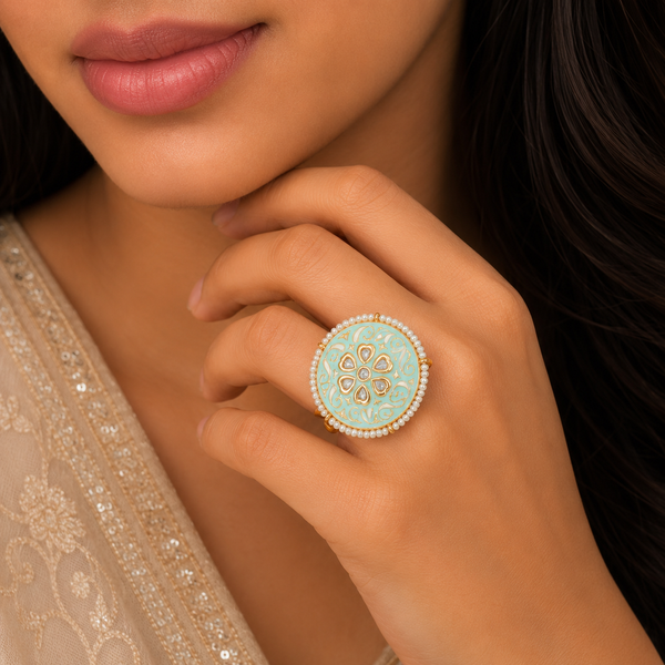 Akruti Pearl Crown Bloom Silver Ring
