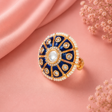 Chetna Pearl Crown Blue Silver Ring