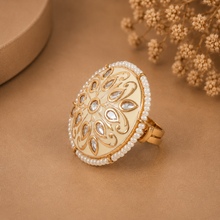 Trisha Regal Pearl Halo Silver Ring
