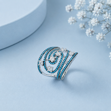 Kiara Blue Aura Swirl Silver Ring