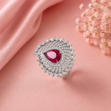 Vriti Crimson Teardrop Silver Ring